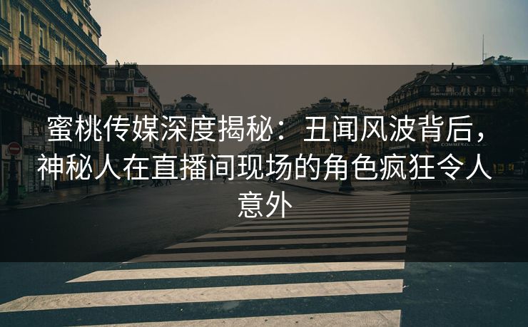 蜜桃传媒深度揭秘:丑闻风波背后,神秘人在直播间现场的角色疯狂令人意外 蜜桃传媒深度揭秘:丑闻风波背后,神秘人在直播间现场的角色疯狂令人意外