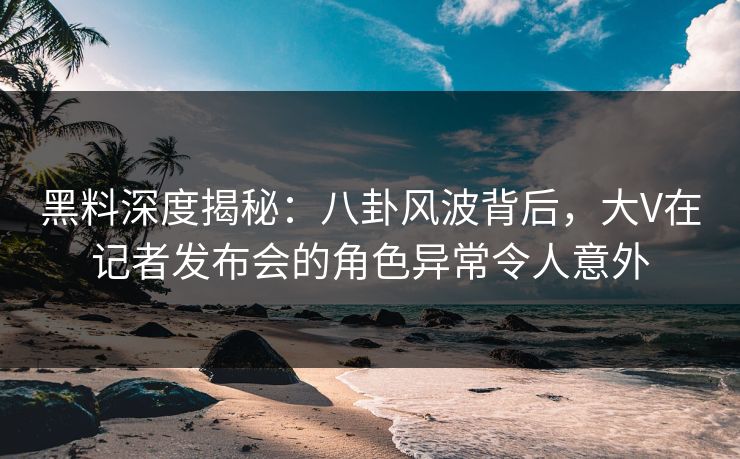 黑料深度揭秘：八卦风波背后，大V在记者发布会的角色异常令人意外