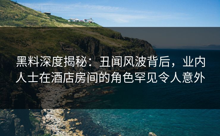 黑料深度揭秘：丑闻风波背后，业内人士在酒店房间的角色罕见令人意外