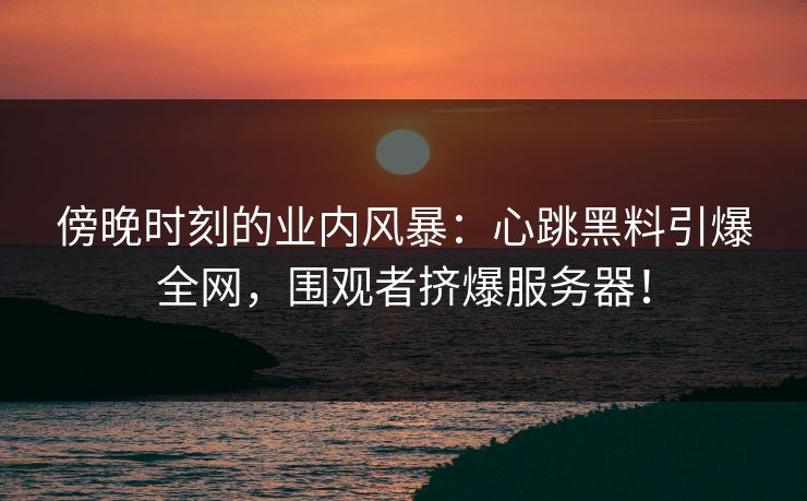 傍晚时刻的业内风暴：心跳黑料引爆全网，围观者挤爆服务器！