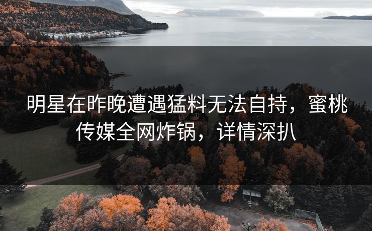 明星在昨晚遭遇猛料无法自持,蜜桃传媒全网炸锅,详情深扒 明星在昨晚遭遇猛料无法自持,蜜桃传媒全网炸锅,详情深扒