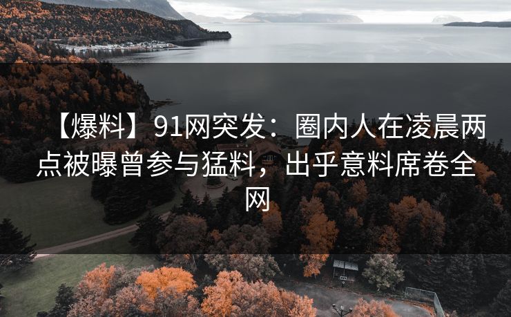 【爆料】91网突发：圈内人在凌晨两点被曝曾参与猛料，出乎意料席卷全网
